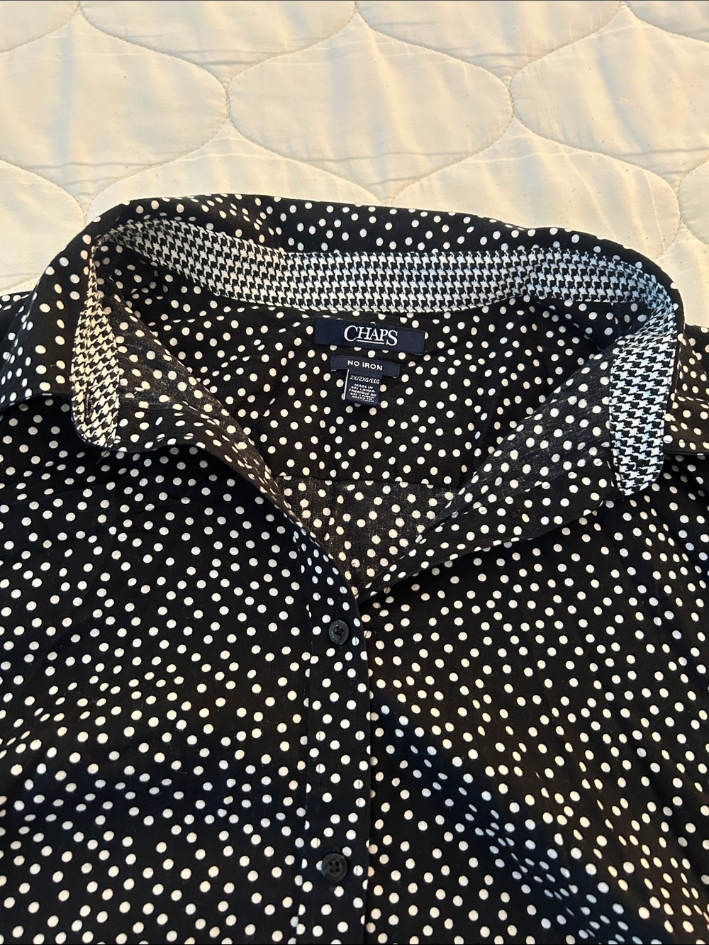 Chaps Black Shirt with White Polka Dots